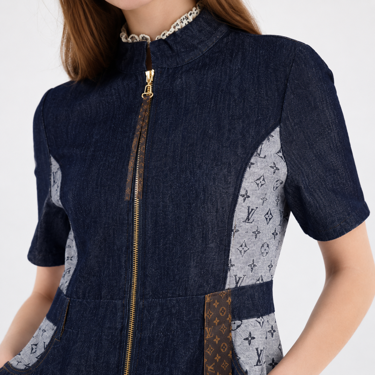 Denim zip dress