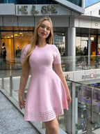 Laser-Cut Knit Mini Dress