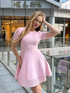 Laser-Cut Knit Mini Dress