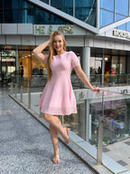 Laser-Cut Knit Mini Dress