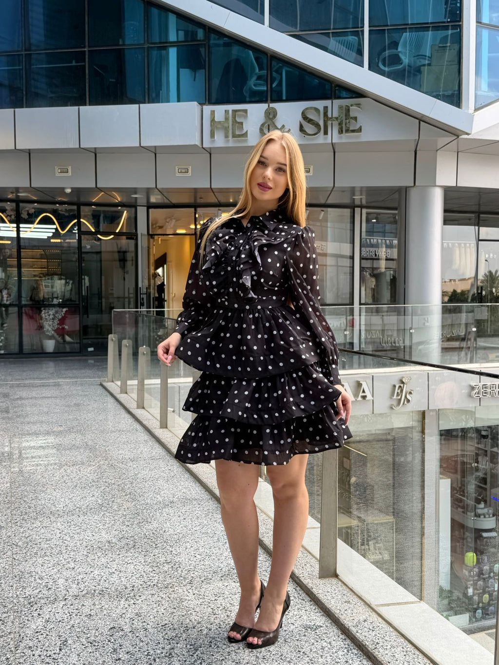 Polka Dot Ruffle Mini Dress