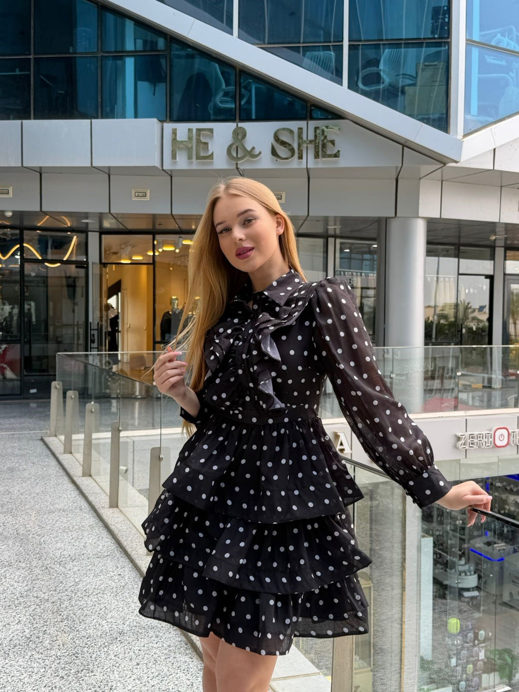 Polka Dot Ruffle Mini Dress