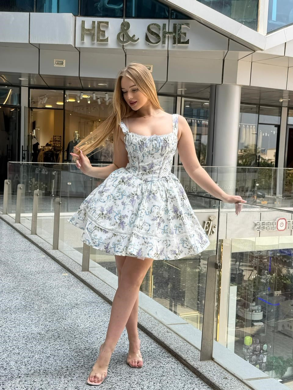 Floral Corset-Style Mini Dress