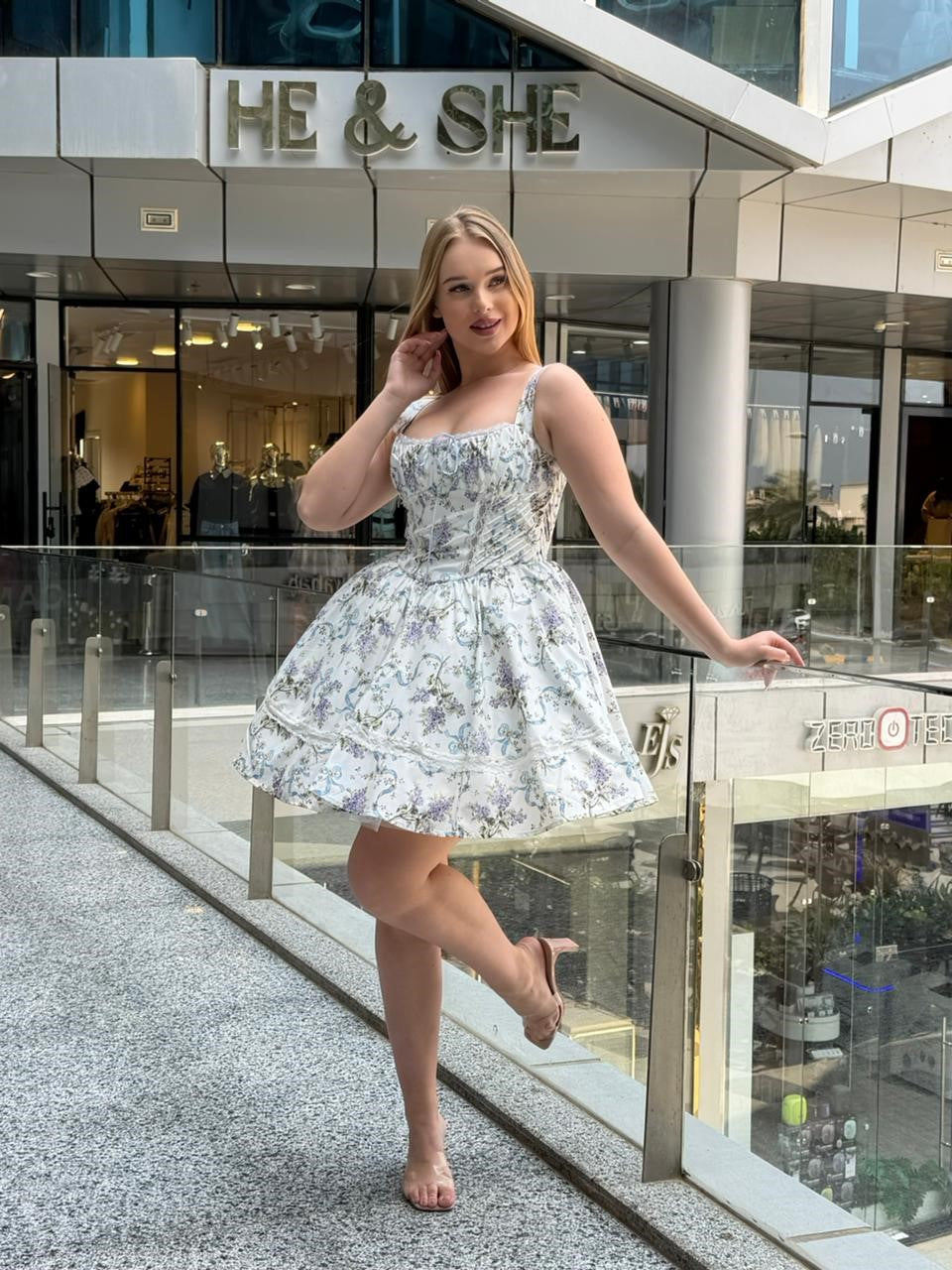 Floral Corset-Style Mini Dress