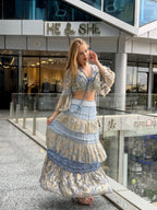 Metallic Jacquard Tiered Maxi Set
