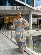Metallic Jacquard Tiered Maxi Set