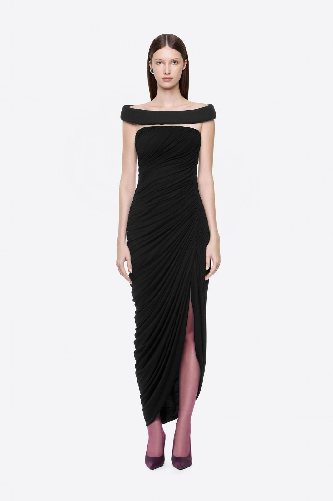 Off-the-Shoulder Ruched Maxi Dress