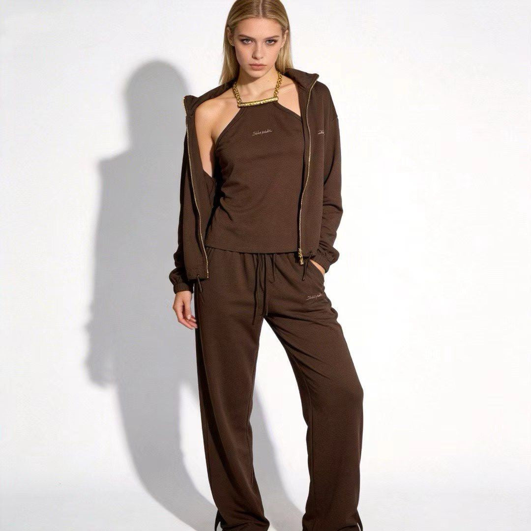 Three-Piece Chain-Detail Sporty Set