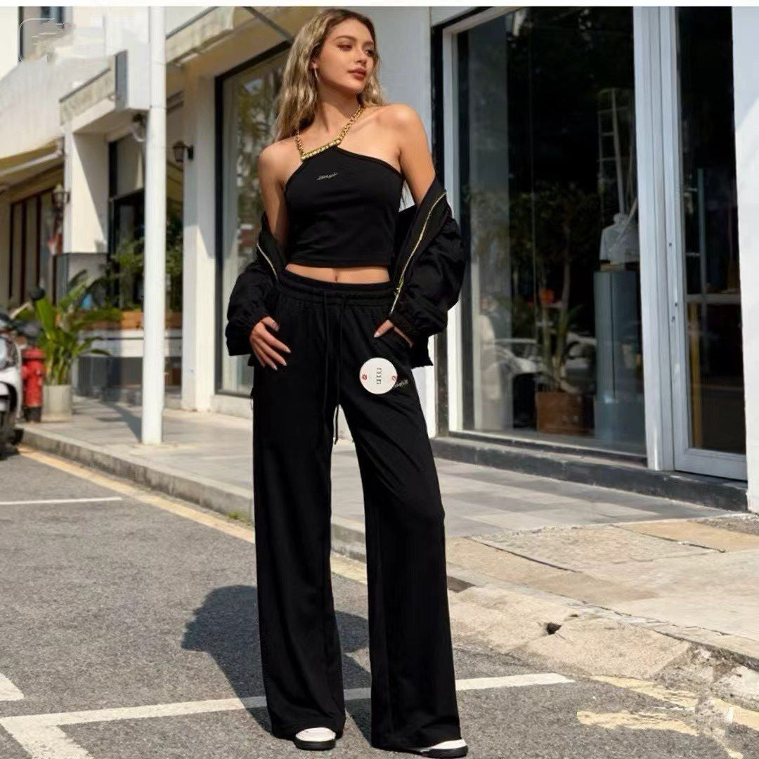 Three-Piece Chain-Detail Sporty Set