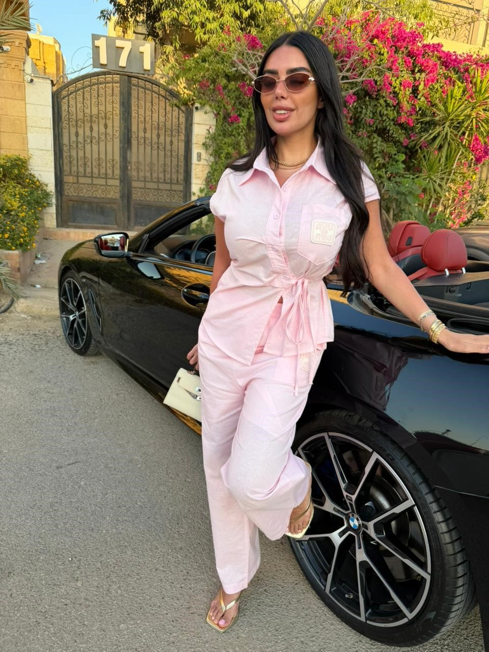 Pink Linen Shirt and Pants Set