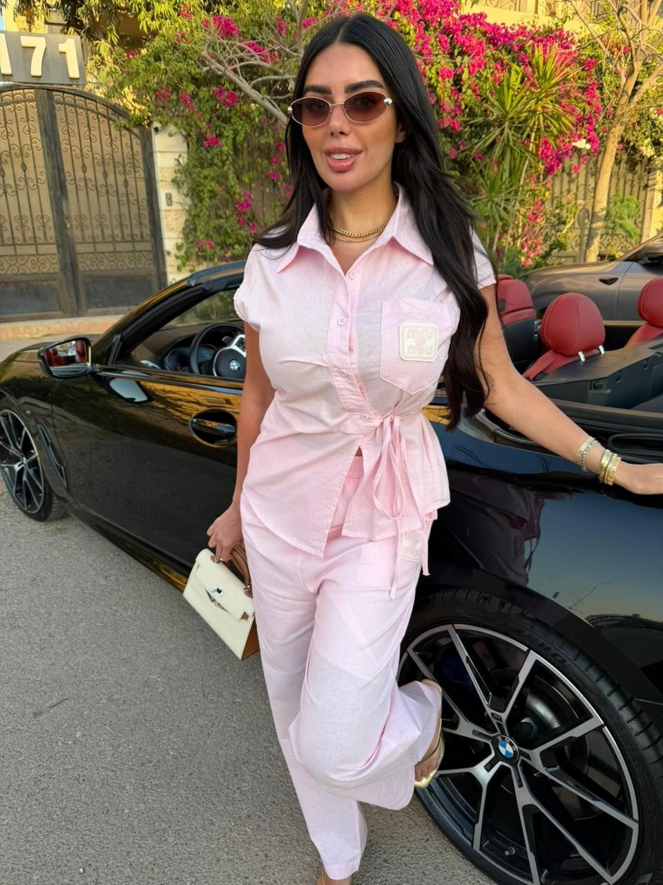 Pink Linen Shirt and Pants Set