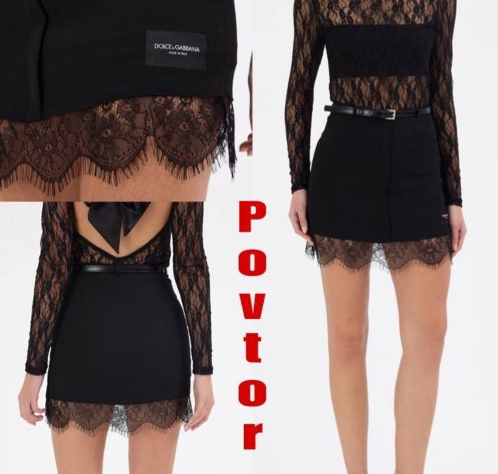 Lace-Trimmed Mini Skirt