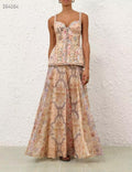 Floral Print Corset Top and Maxi Skirt Set