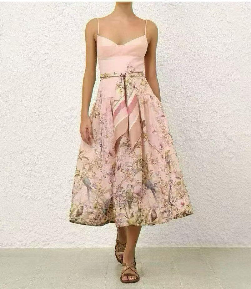 Floral Print Spaghetti Strap Midi Dress